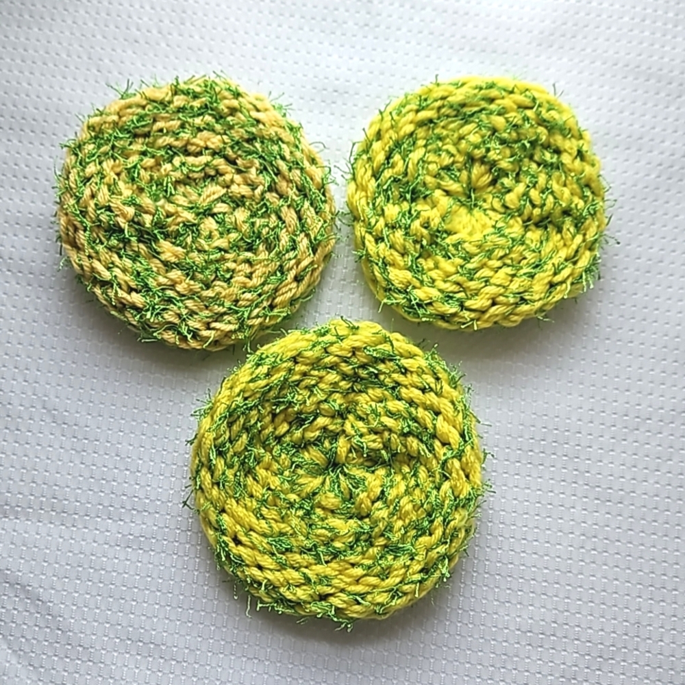 Eco-Friendly Vegetable All Purpose Scrubby Sponge Set of 3 Green Yellow